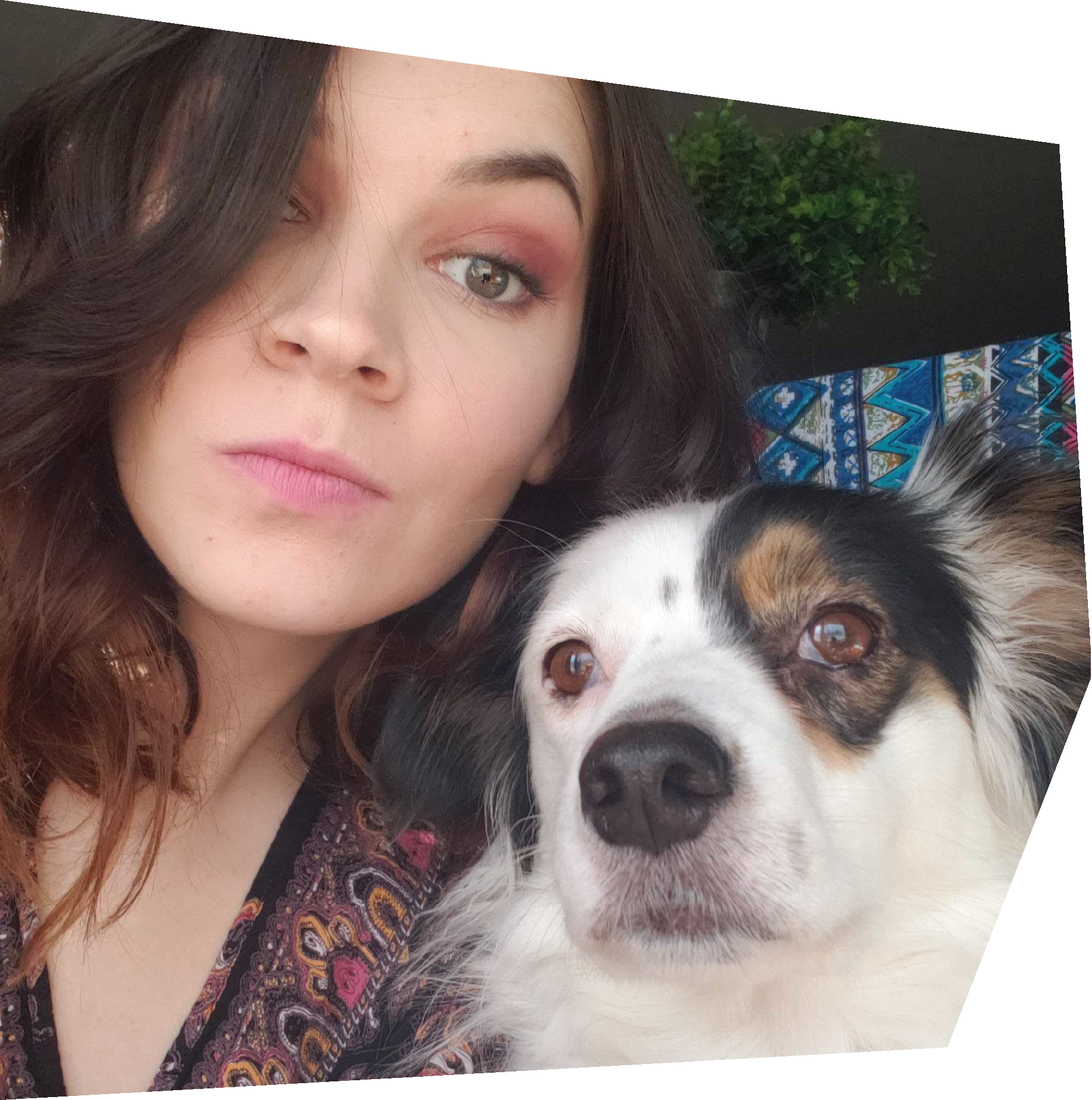 woman posing with dog